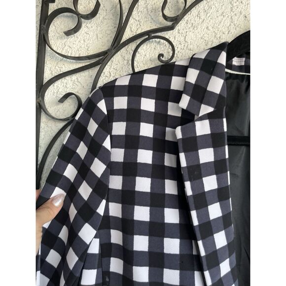 Banana RepublicGingham 1 Button Blazer - Size 14 / White/Black - Picture 7 of 13